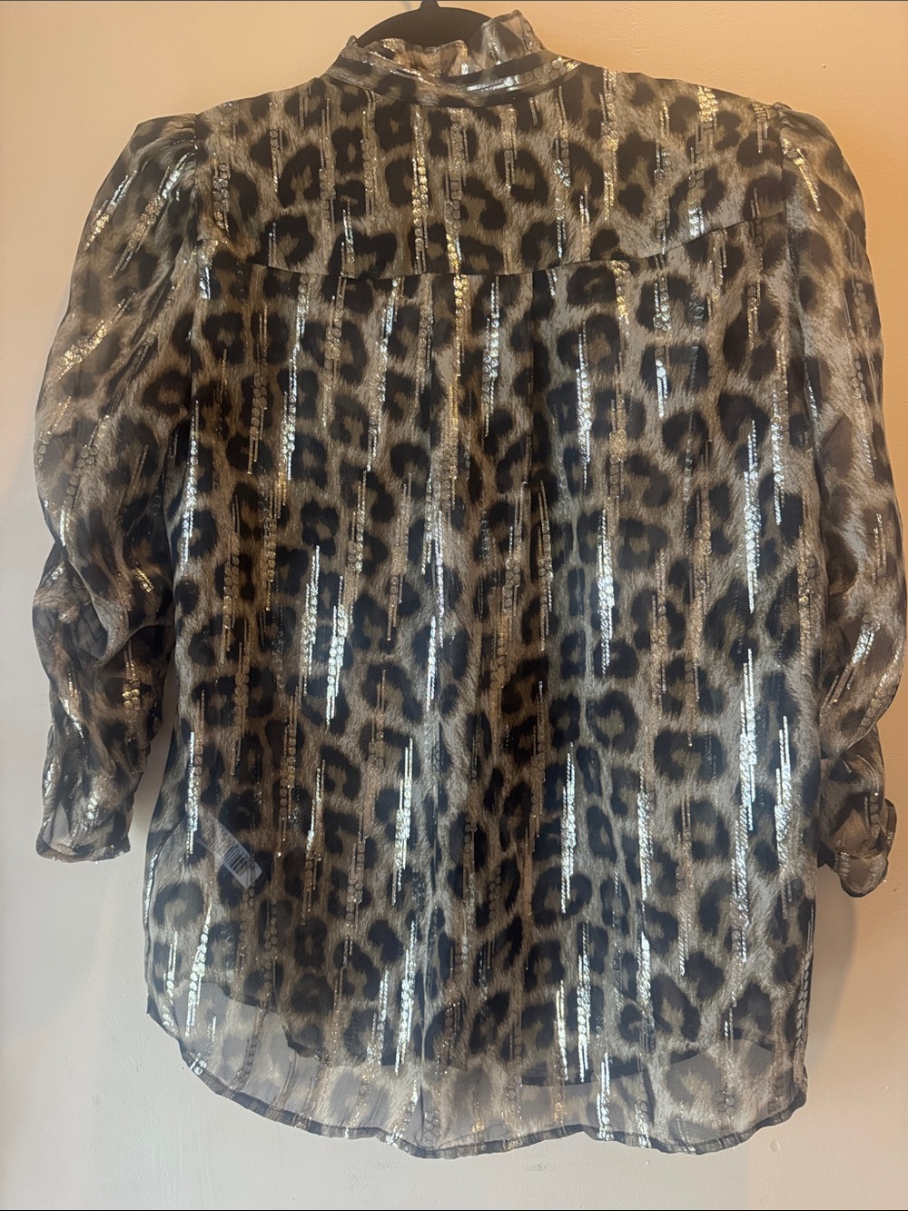 ba&sh Metallic Leopard Ruffle-Front Blouse - Gold & Black - Picture 3 of 7